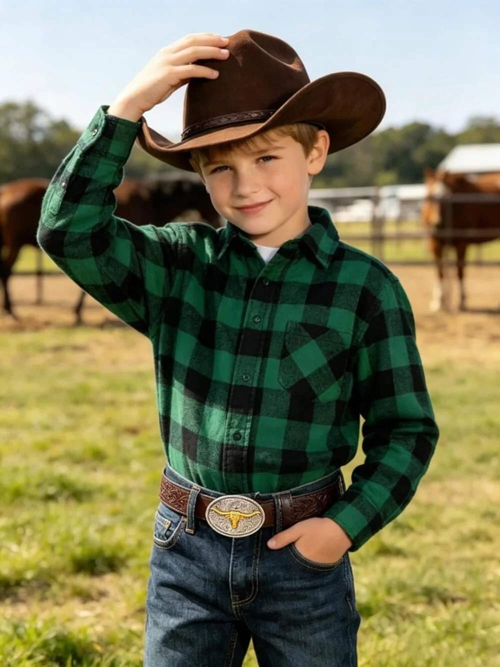Kids Western Leather Belt for Boys & Girls - Stylish Cowgirl & Cowboy Accessory